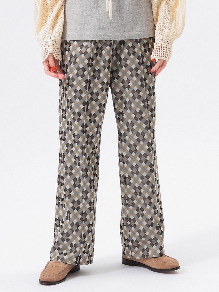 Beams Boy Women's Polyester Jacquard Work Pants, Brown, 13240454458