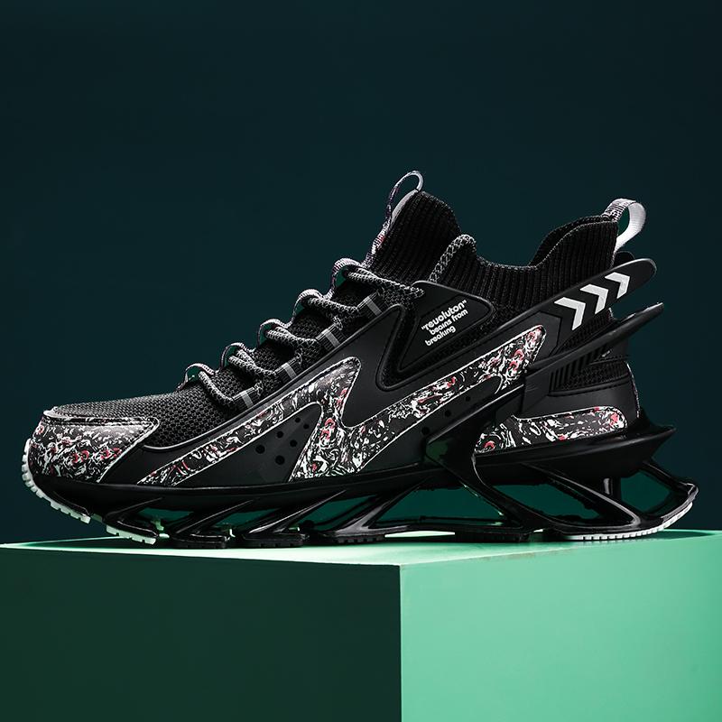 Fashion Lace-up Men's Sneakers Trendy Blade Shoes Elastic Outdoor Sports Shoes Teenager Running Exercise Shoes