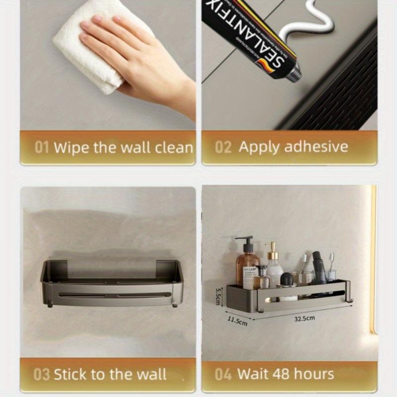 1pcs New Bathroom Shower Shelf No Drilling, Shower Storage Rack, Wall Mounted Adhesive Caddy for Bathroom, Kitchen