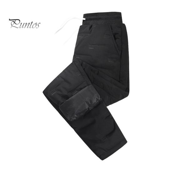 

Зимние мужские брюки с толстой подкладкой, эластичный пояс на шнурке, резинка на щиколотке, гладкая поверхность, однотонные теплые спортивные рабочие брюки для путешествий XL чёрный