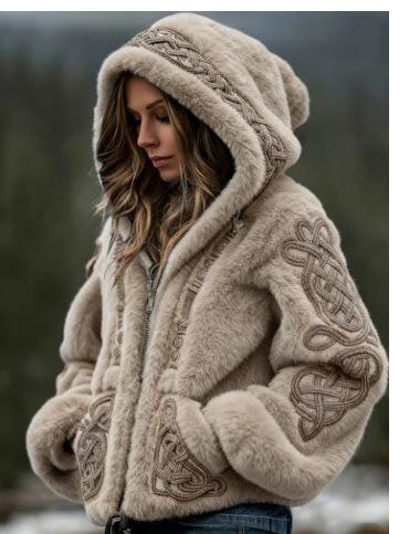 Damen Schneeflocke 3D-Druck Flanell Reißverschluss Kapuzenjacke Winter Warm Fleece Hoodie Lässiger Langarmmantel S-5XL