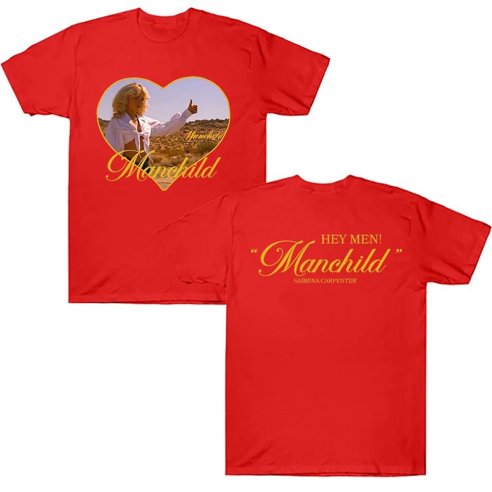 Sabrina Carpenter Manchild Okładka Nowego Albumu Plakat Graficzny Nadruk Koszulka Męska Damska Luźna Codzienna Bawełniana Z Okrągłym Dekoltem Top Oversize Tee
