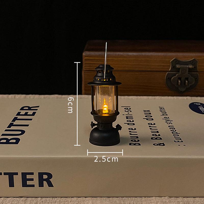 Non-Toxic Retro Desktop Lamp Atmosphere Decoration Dollhouse Toy Hexagonal Wind Lamp Candle Lamp Led Wind Lamps Portable Small Horse Lamps