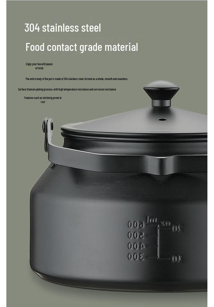 Koman BKSW-1 Portable Stainless Steel Camping Kettle and Tea Infuser for Outdoor Cooking and Boiling Water