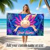 Axolotl Theme Quick Dry Beach Towel Custom Name Text Print Large Sand Resistant Towel Beach Vacation