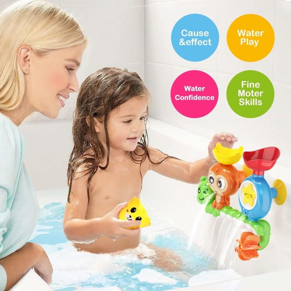 Bath Toys for Toddlers 1-3Y, Compatible with All Bathtubs – Durable Monkey Caterpillar with 2 Suction Cups