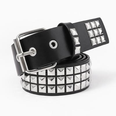 New Punk European and American Pyramid Cyber Subculture Gothic Square Bead Rivet Belt for Women