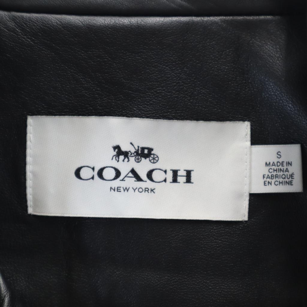 COACH Sheep leather Riders jacket S black F86528 UPTOWN RACER JACKET Women Used