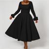 Party ress Winter Temperament Elegant Flauschige Dekoration Großes Rockkleid