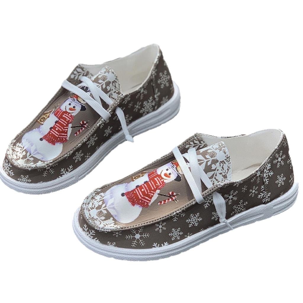 European and American Christmas snowman elf casual single shoes light large size shallow mouth new style