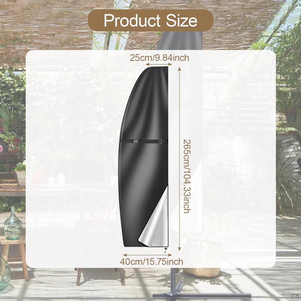 Patio Umbrella Cover Banana Rainproof with Strap Water Resistant Parasol Sun Protection for