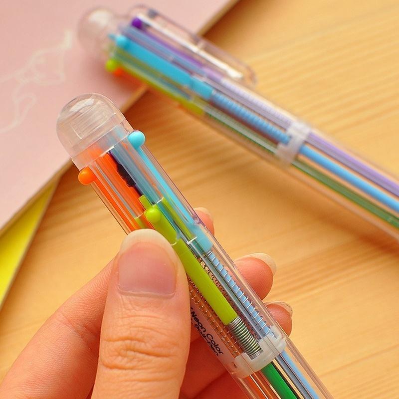5Pcs Transparent Cartoon Ballpoint Pen Creative Cute Colorful Swivel Supplies School&Office Supplies