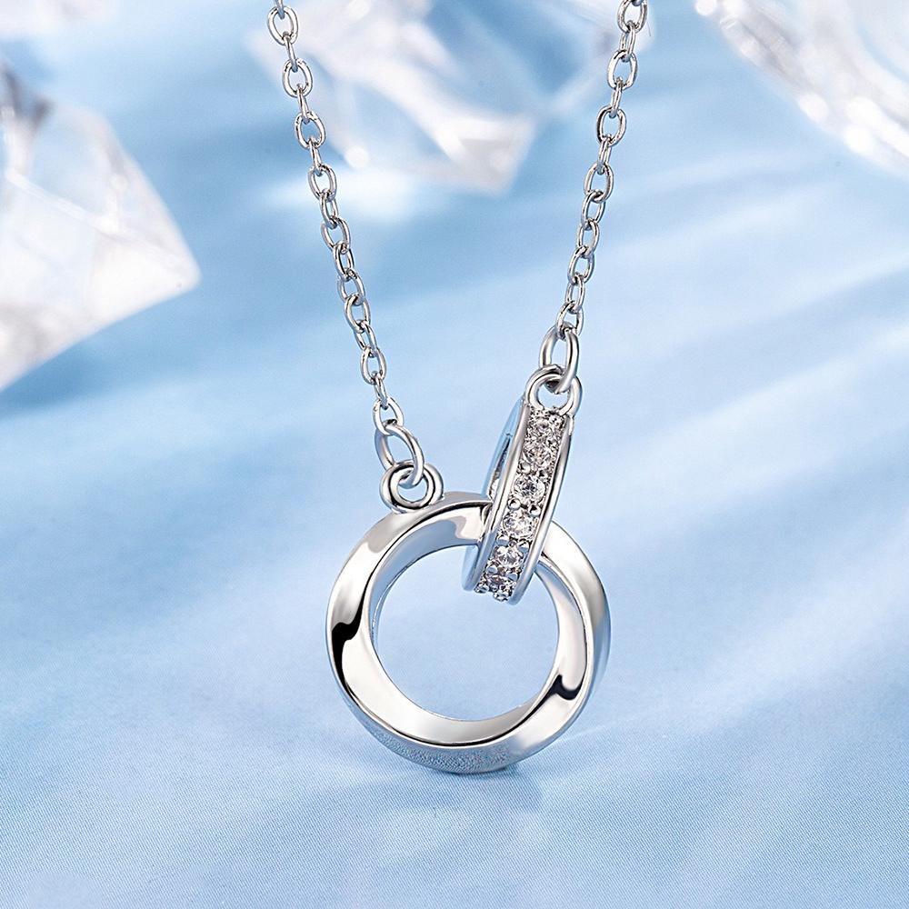 925 Sterling Silver Fashion Light Luxury Mobius Double Ring Zircon Necklace Birthday Party Anniversary Gift