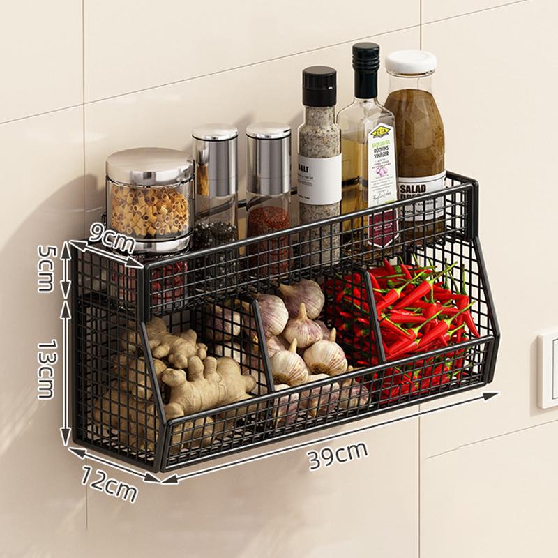 1Pc Wall Mounted Kitchen Storage Basket Durable Wire Storage Rack For Vegetables And Fruits Suitable For Home Organization