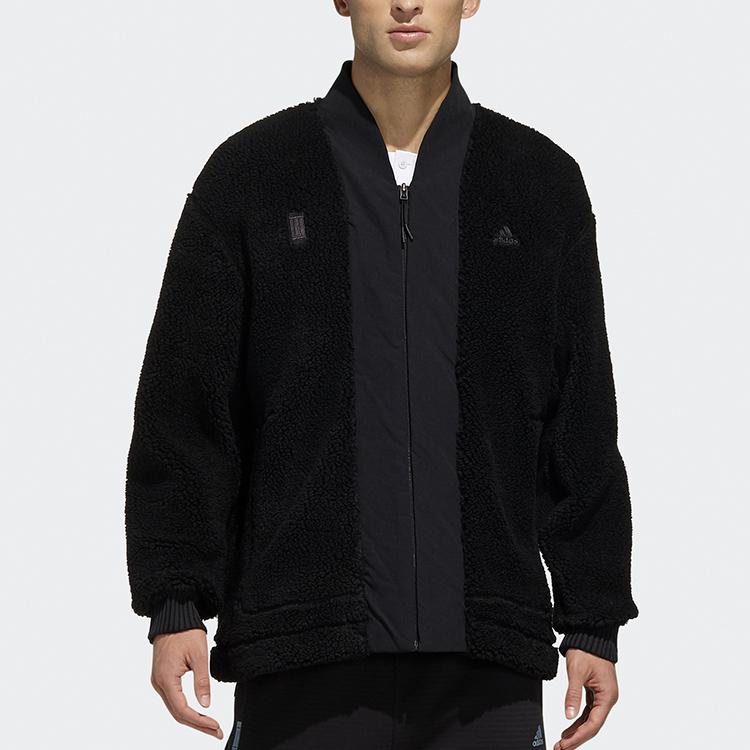Adidas Velvet Jackets Men's Black Stand Collar Moderate FM9351