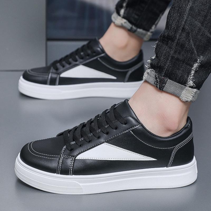 Man's Casual Leather Flats Shoes Platform Sneakers Trend Men Comfortable Low-top Sport Shoes No Slip Wear-resistant Hiking Shoes