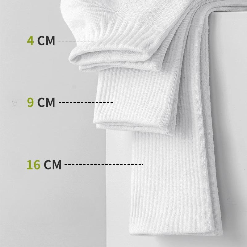 White Socks, Men's, Summer, Pure Cotton, Thin, Short Socks, Sweat Absorbing and Breathable, Sports Running, Teenagers, Basketball Mid Tube Socks