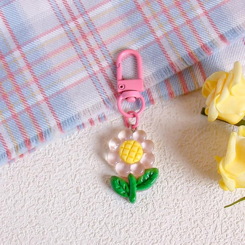 Colorful Resin Flower Keychain Charming Resin Flower Keychain with Tulips Designs for Bag Hanging Decoration