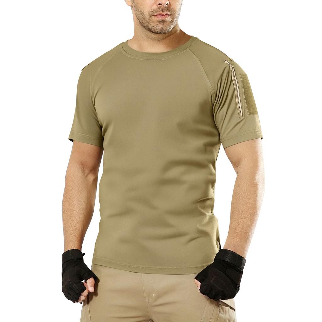 Men's Summer Color Button Zipper Pocket Round Neck Loose Short Sleeve Top