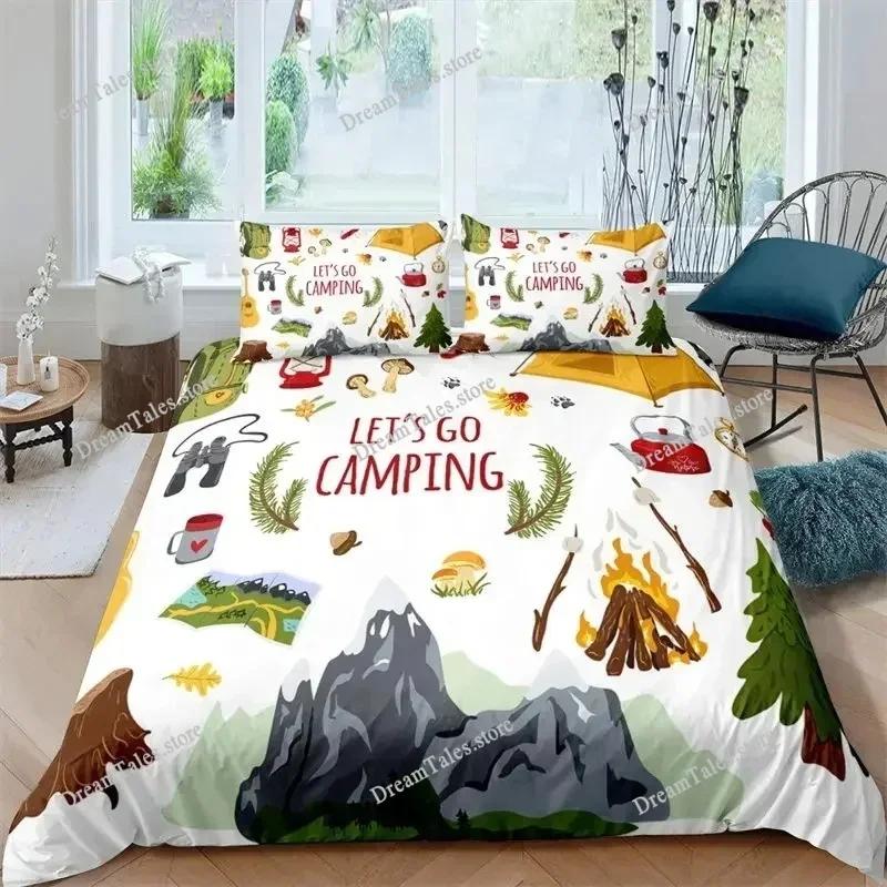 Felice Campeggio Stile Rustico Stile Camper Copripiumino Federa Set Biancheria da Letto Coperta Quilt Letto Matrimoniale Tessile per la Casa Regalo di Lusso36
