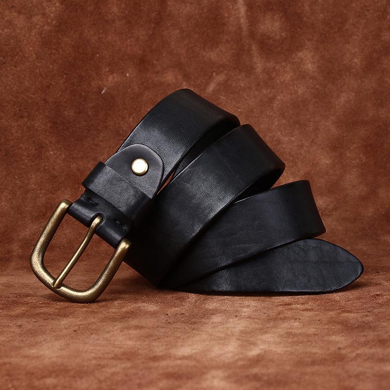 New Water-Dyed Retro Handmade Belt Men'S Genuine Leather Pin Buckle First Layer Cowhide Youth Casual Jeans Belt Men'S