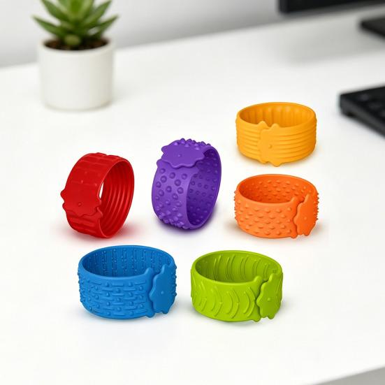 6Pcs Sensory Slap Bracelet Fidget Toy Anxiety Relief Silicone Textured Bracelet Focus Aid Decompression Toy Stocking Stuffers Party Favors
