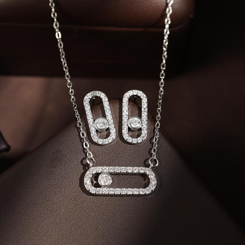 Luxurious Exquisite Cubic Zirconia Earring Necklace Set Suitable For Daily Travel, Party, Banquet Fashion Zircon