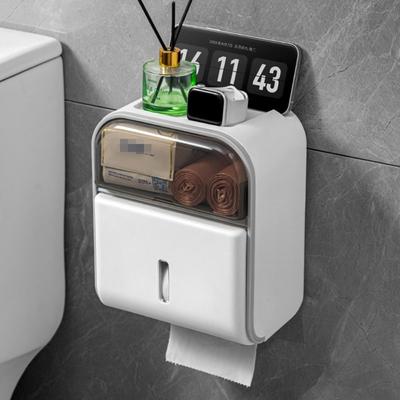 Waterproof Wall-Mounted Tissue Box No-Drill Draw Tissue Box Toilet Paper Holder  Bathroom