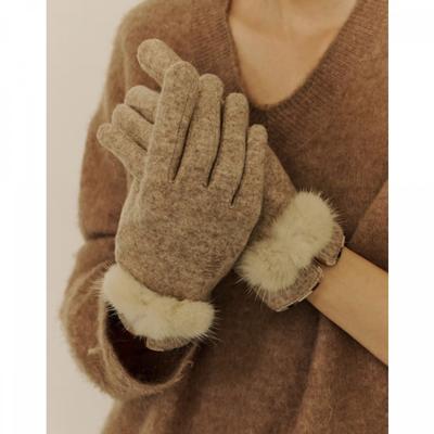 Women S Glove Beige Mink Fur Wool Glove Dcgv6f432i2