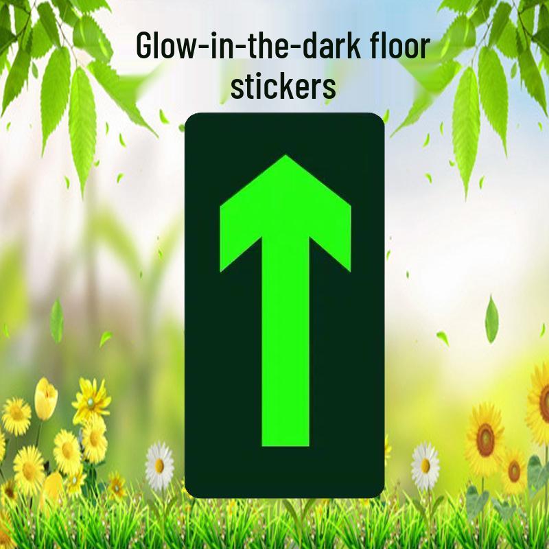 Safety Exit PVC Luminous Floor Sticker - Caution Slippery Steps & Fire Sign