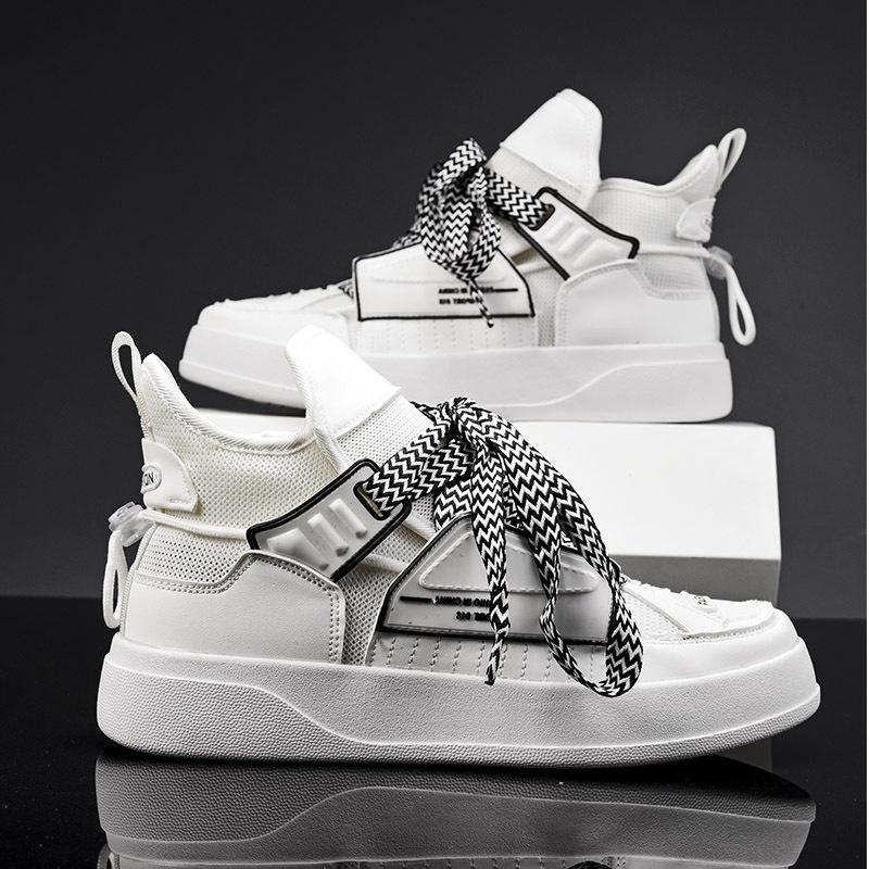 

European Station Men s trendy shoes color matching bread shoes thick soles increase 5cmins high-top casual sports board shoes 45