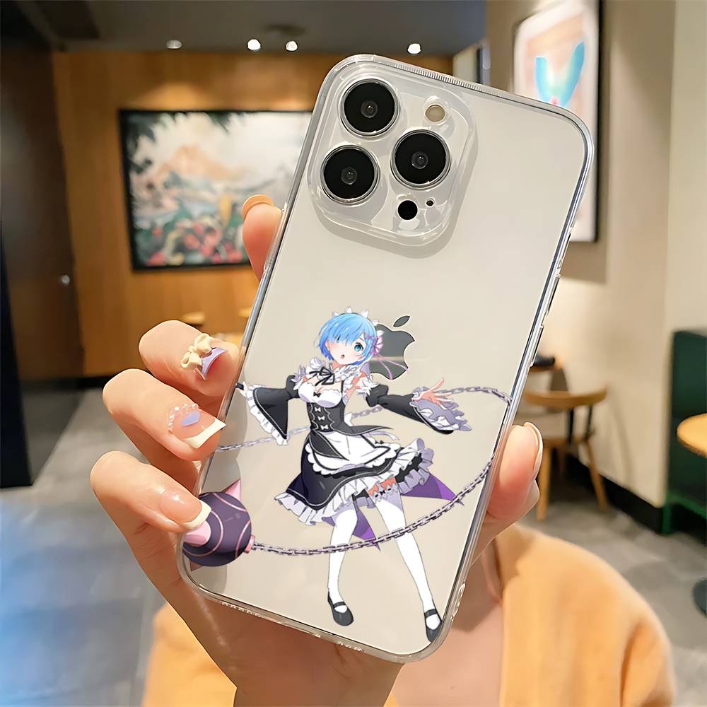 R-Re Zero Rem Phone Case For IPhone 17 16 15 12 11 Pro Max 14 Plus 13 Mini Clear Cover Soft Funda