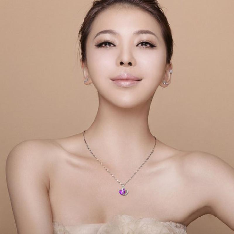 Korean Style Heart-shaped Zircon Crystal Necklace Collarbone Chain For Women Employee Benefits Wedding Travel Souvenir K132