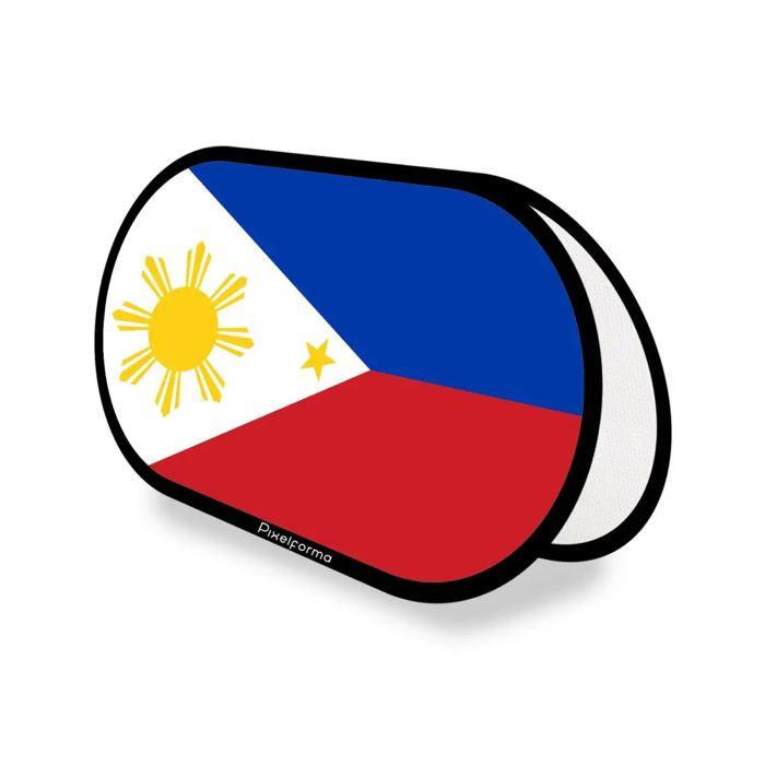 Drapeau Ovale - Philippines - 70 X 120 Cm - Polyester - Impression Recto/verso - Pliable Rétractable