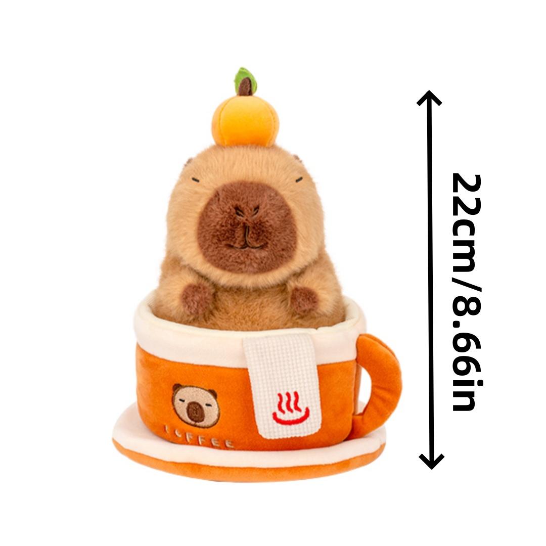 

22cm Cute Cartoon Capybara Plush Toys Tea Cup Coaster Kapibala Toys Funny Ornaments Kids Birthday Gift Room Decorative Dolls 22cm