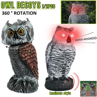 1/2 stuks Realistisch Uil Lokmiddel PE Simulatie Uil Vogelafschrikker met 360° Draaibare Kop Uil Beeld om Vogels Af te Schrikken voor Tuindecoratie