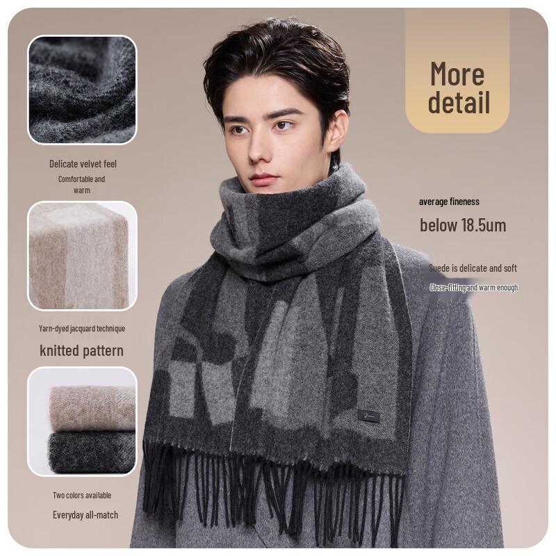 JIUMU Men's Pure Wool Scarf for Autumn/Winter