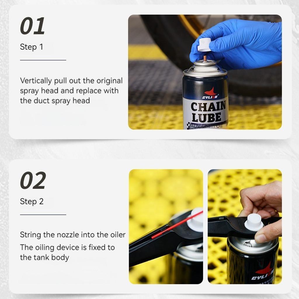 Motorcycle Chain Lube Applicator Mess-Free Chain Wax Chain Cleaner Attachment Motorcycle Chain Oiler Spray Gear