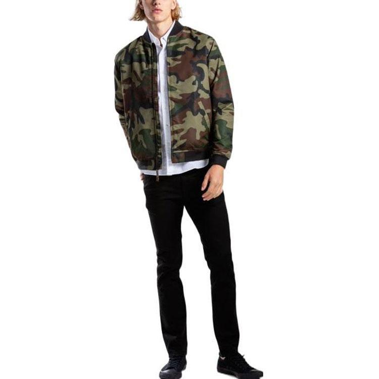 Chaqueta de Manga Larga con Cremallera y Estampado de Camuflaje Levis FW22 para Hombre Chaqueta Verde 23594-0020