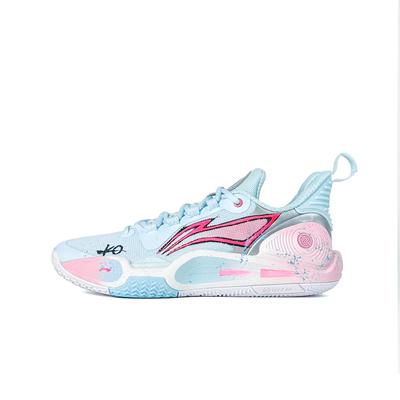 Li Ning Speed 9 Kirschblüte Staubiges Blau Flash Dämpfung Abriebfest Niedrig geschnitten Basketballschuhe Herren Blau Pink ABPT001-6(Team1495-ww)