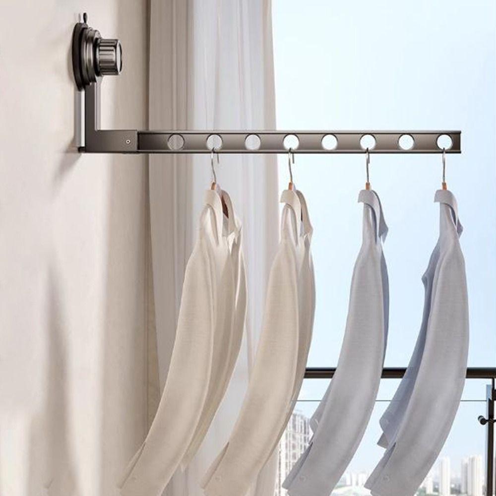 Non-Punching Suction Cup Clothes Drying Rack Wall-mounted Retractable Laundry Rack  Travel