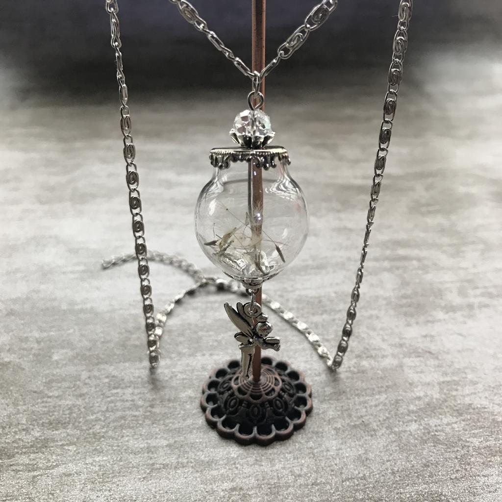 Retro and beautiful dandelion necklace plant dried flower glass ball pendant men's and women's collarbone sweater chain with accessories