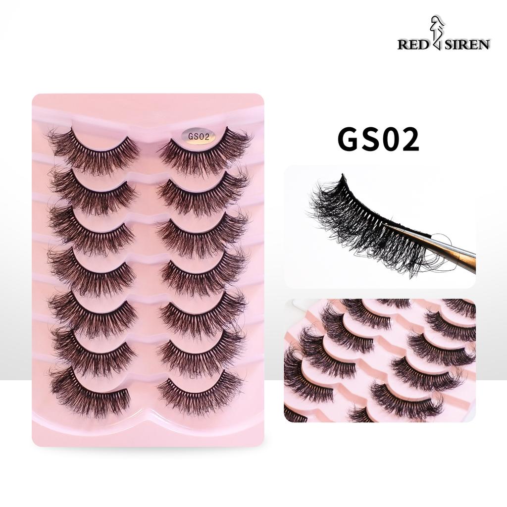 RED SIREN Lashes Mink Fluffy 7 Pairs / pack Natural Wispy Messy Manga Lashes Free Shipping False Eyelashes Makeup