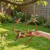 Double Bowl Hanging Bird Feeder Iron Art Bird Feeding Station Heart Shape Bird Feeder  Outdoor Use