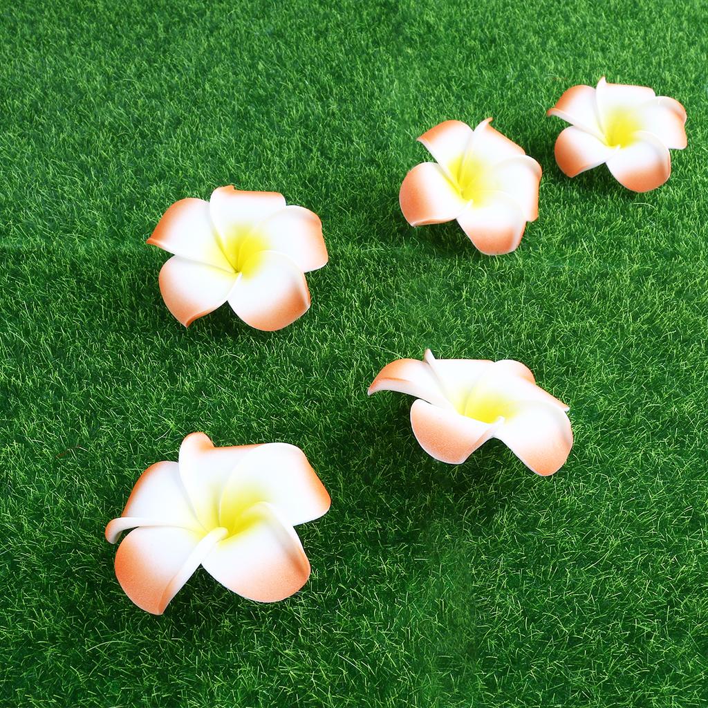 100Pcs 6Cm White Foam Flower Set Artificial Plumeria Hawaiian Frangipani for Wedding Party Decoration DIY Hair Accessories Beads