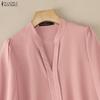 ZANZEA Women CasuaL V-Neck Solid Color 3/4 Sleeve Loose Blouse