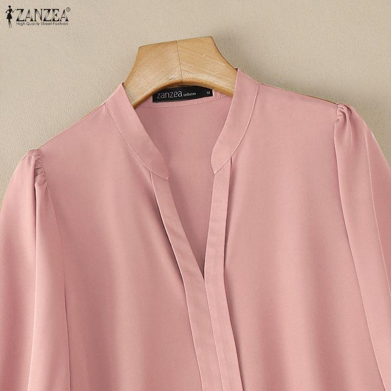 ZANZEA Women CasuaL V-Neck Solid Color 3/4 Sleeve Loose Blouse