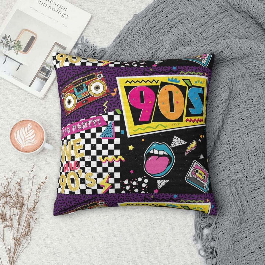 Retro 80S 90S Square Pillow Cases Graffiti Music Cushion Cover Creative Zipper Decor Pillowcase For Home 40*40Cm