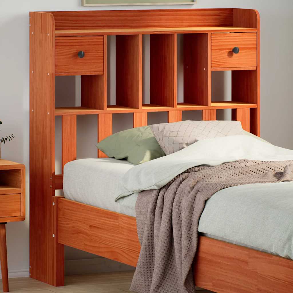 Headboard with Storage Space Wax Brown 75 Cm Solid Pine Wood