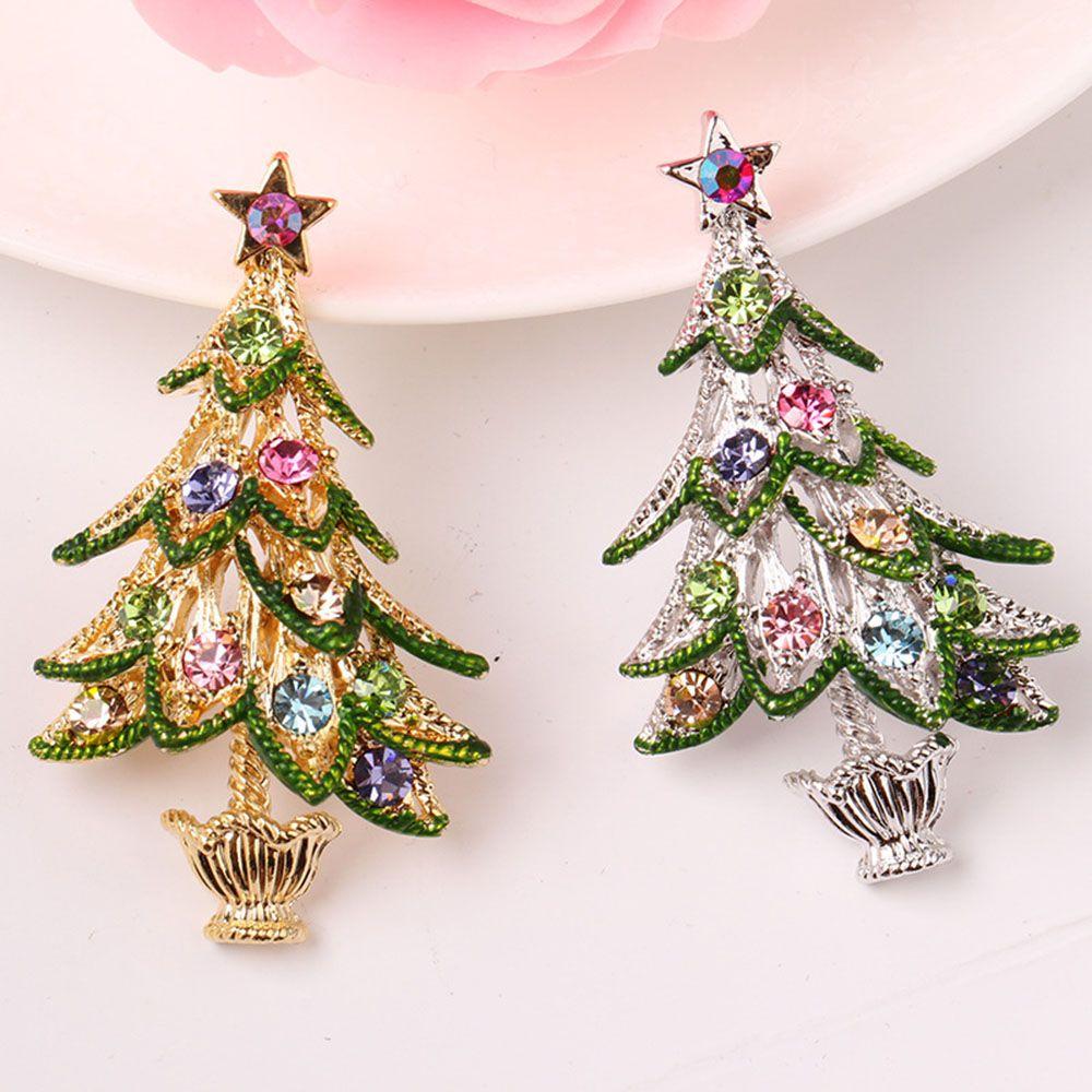 Retro Party Gift Fashion Decor Accessories Woman Christmas Tree Lapel  Pins Brooches Jewelry